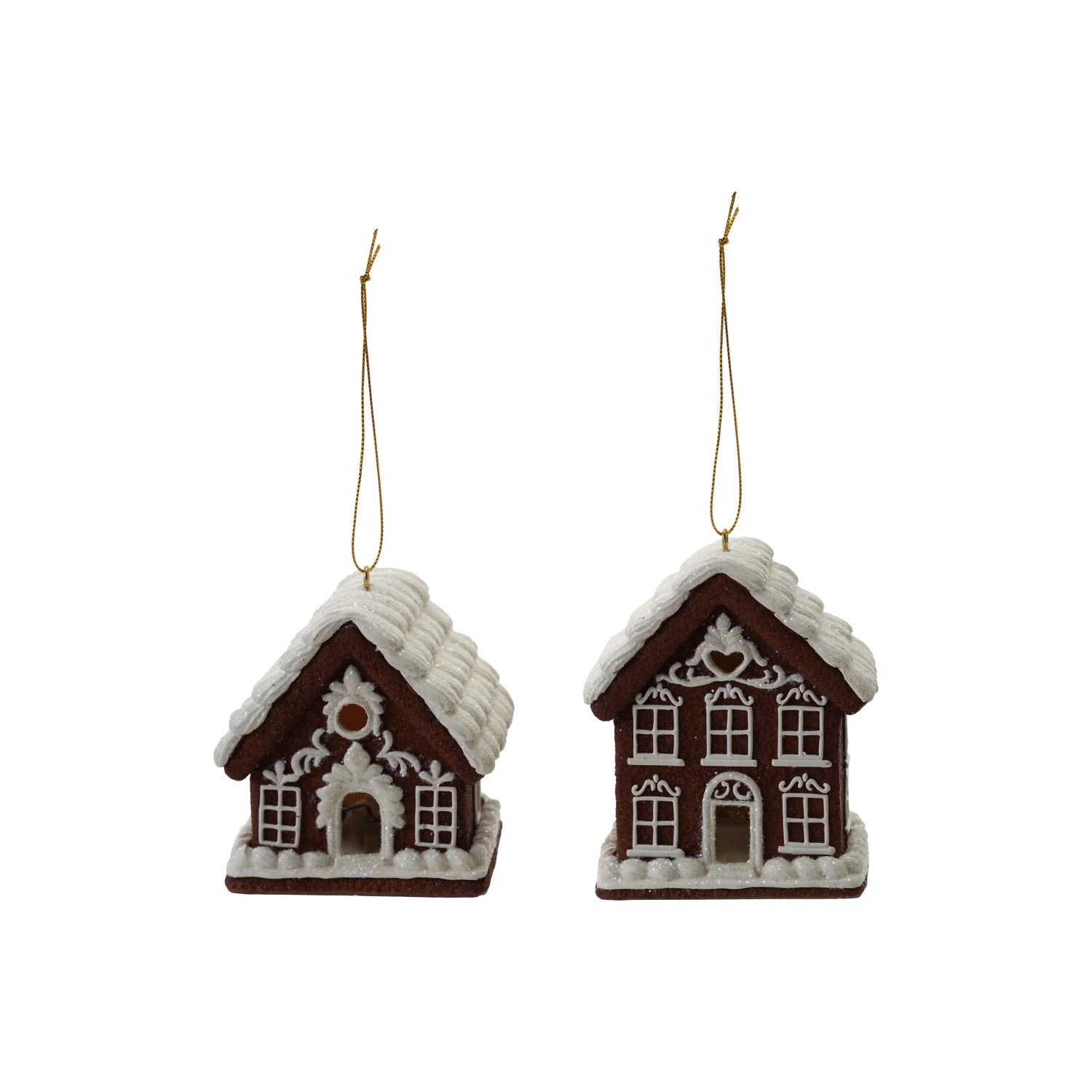 Resin Gingerbread House Ornament with LED Light, 2 Styles