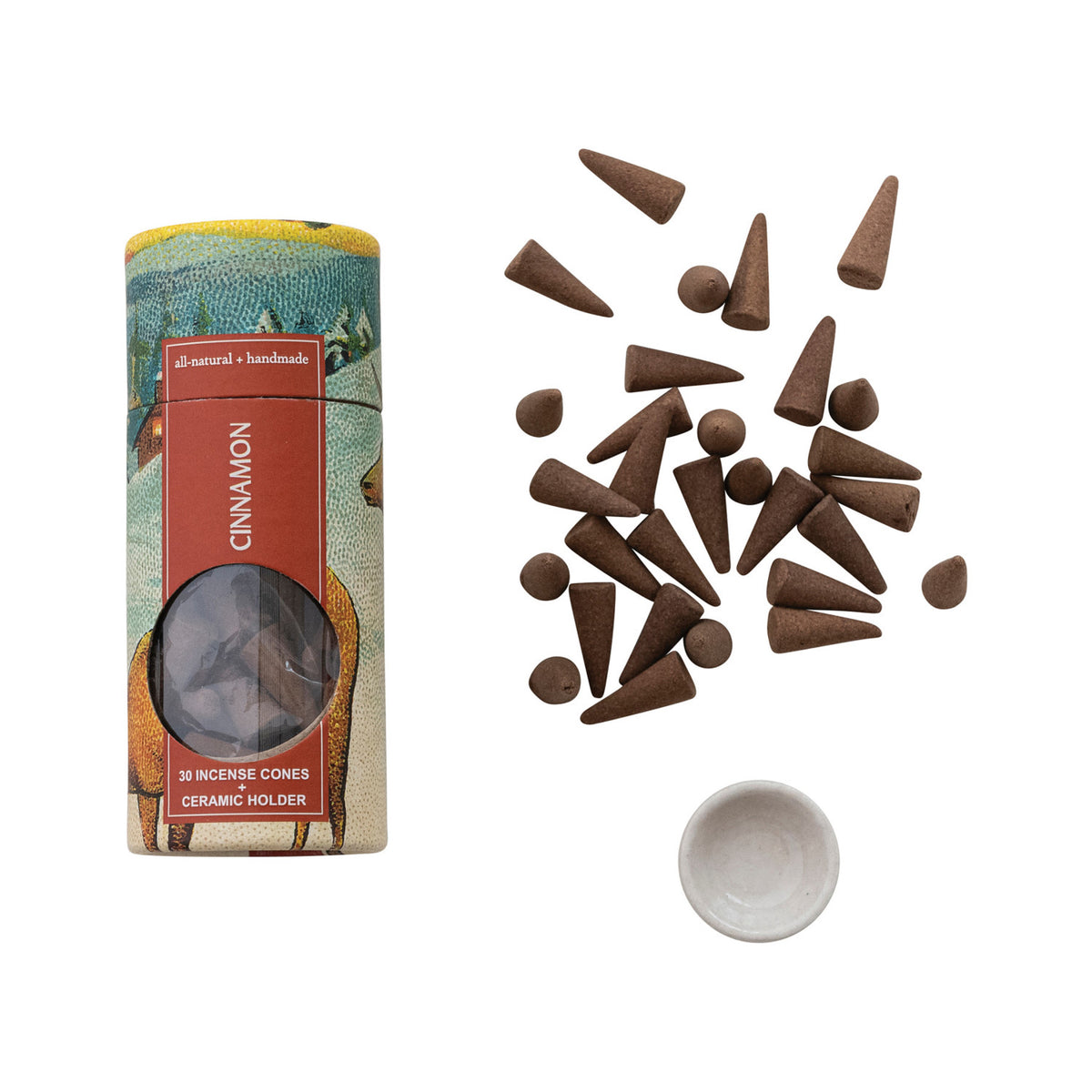30 Piece All Natural Scented Incense Cones with Incense Holder