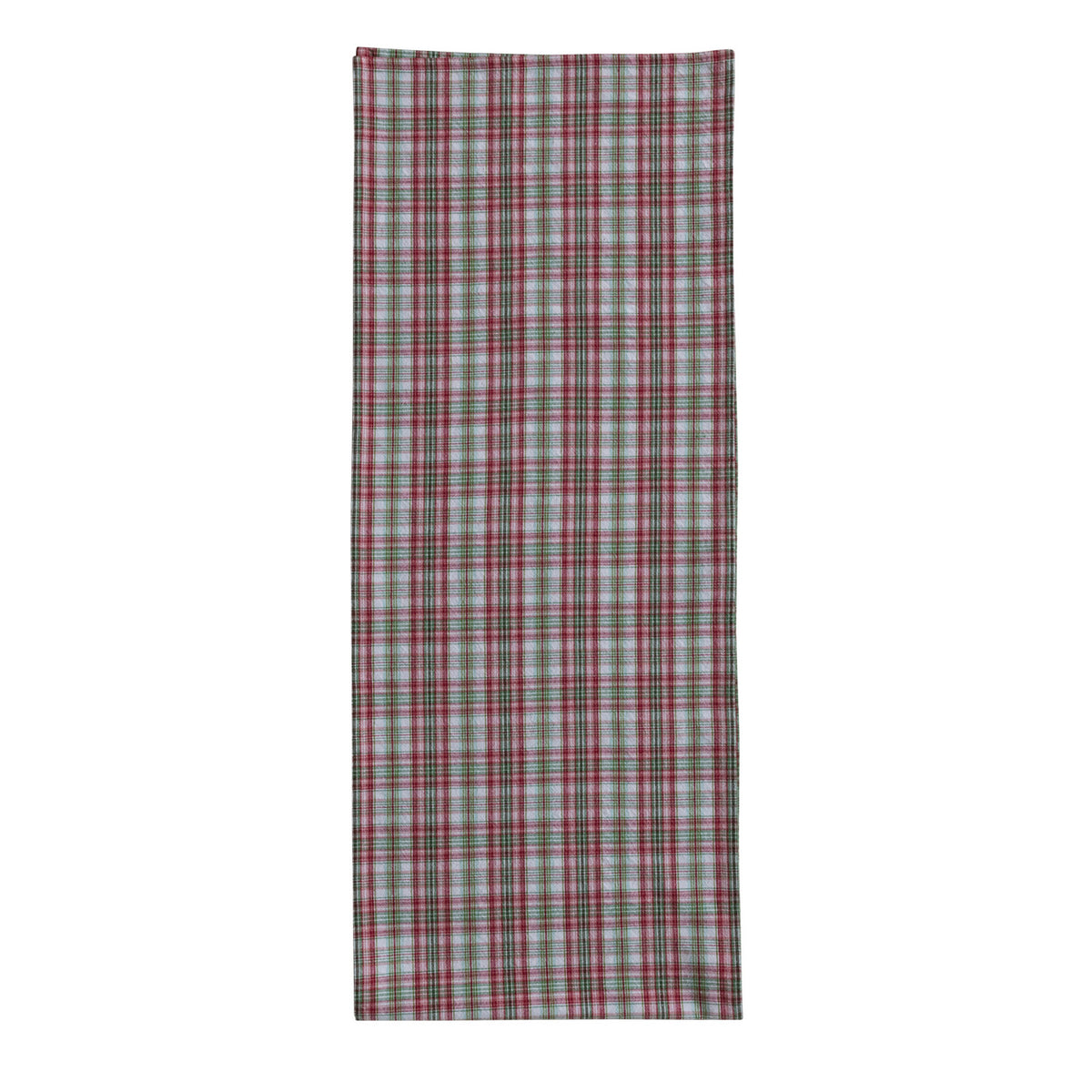 108"L x 14"W Woven Cotton Table Runner with Plaid Pattern