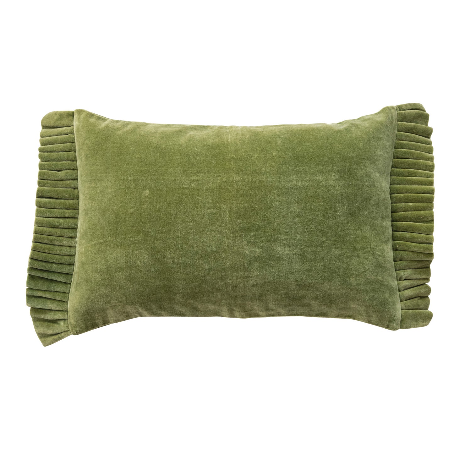 Cotton Velvet Lumbar Pillow with Ruffle Trim