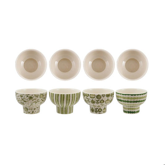Stoneware Footed Bowl with Holiday Pattern