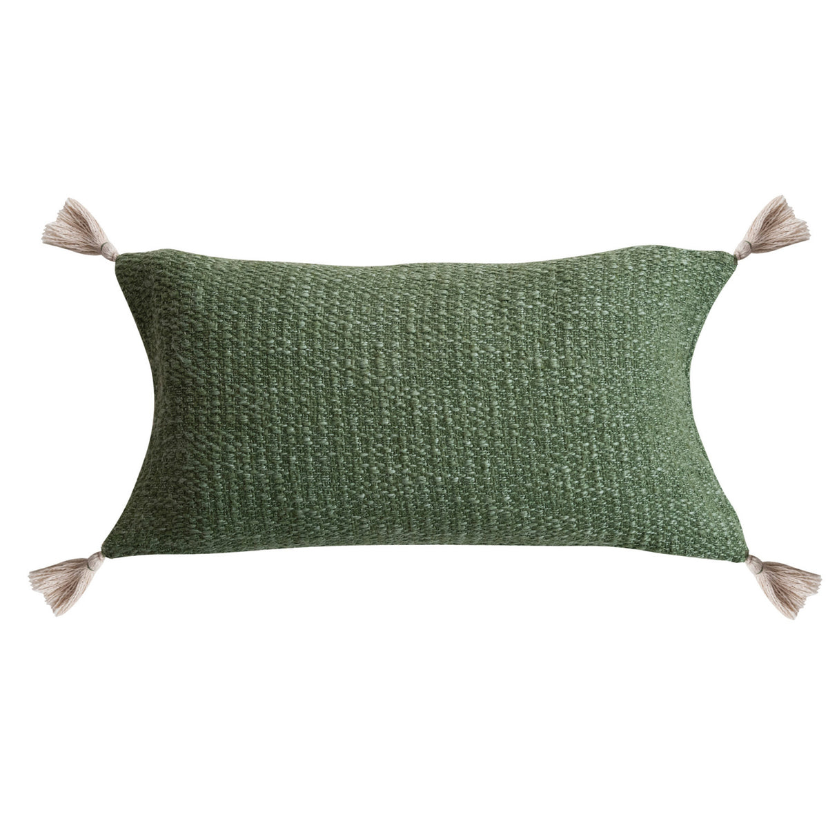 Green Washed Cotton Lumbar Pillow