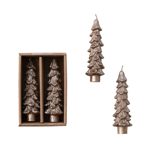 Set/2 5" Tree Shaped Taper Champagne