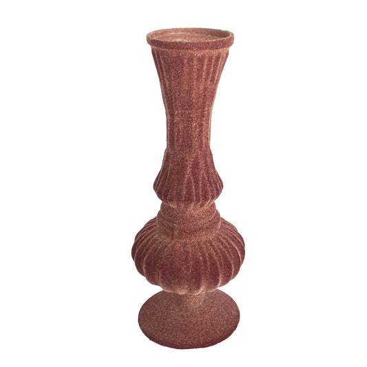 Embossed Flocked Glass Footed Vase