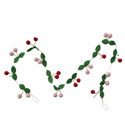 Handmade Wool Felt Cherries Garland