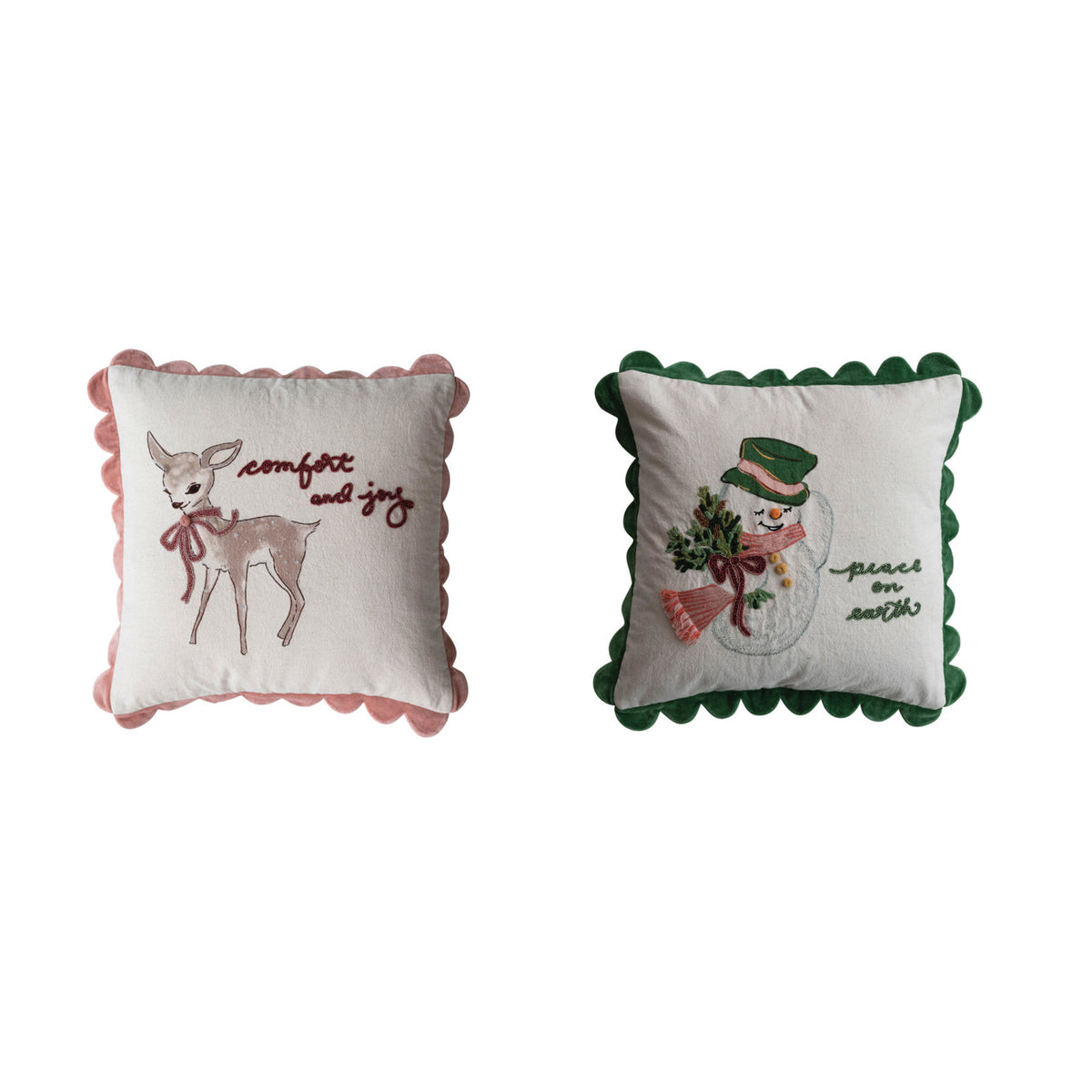 20" Velvet Scalloped Holiday Pillow