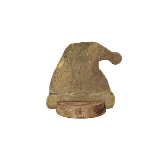 Hand-Forged Metal Santa Hat Shaped Cheese Knife with Mango Wood Stand