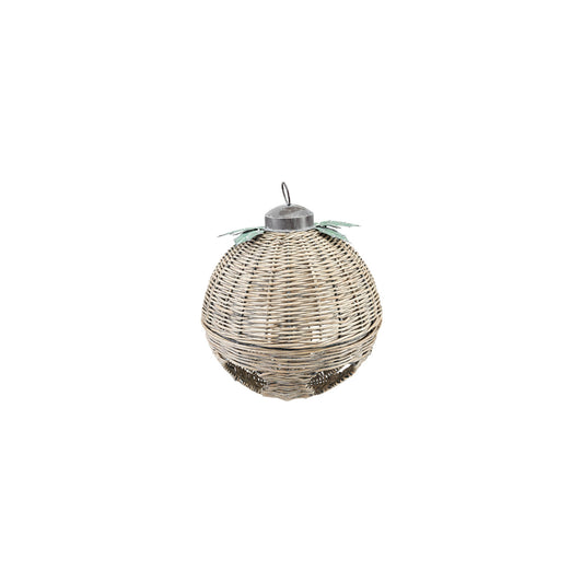 Oversized Hand-Woven Rattan Bell with Metal Leaves