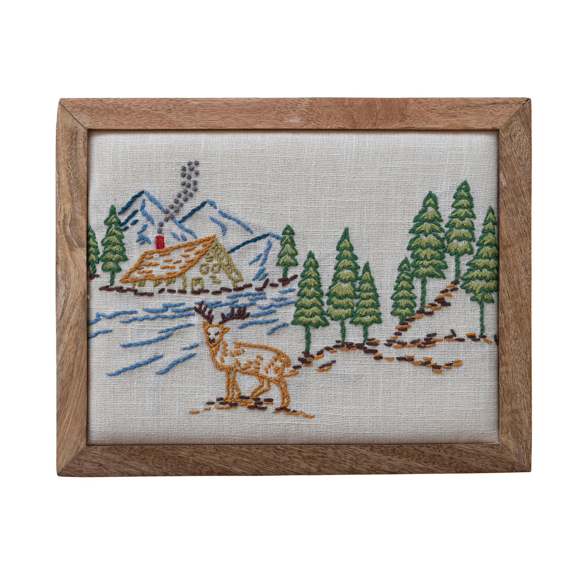 Framed Embroidered House/Deer