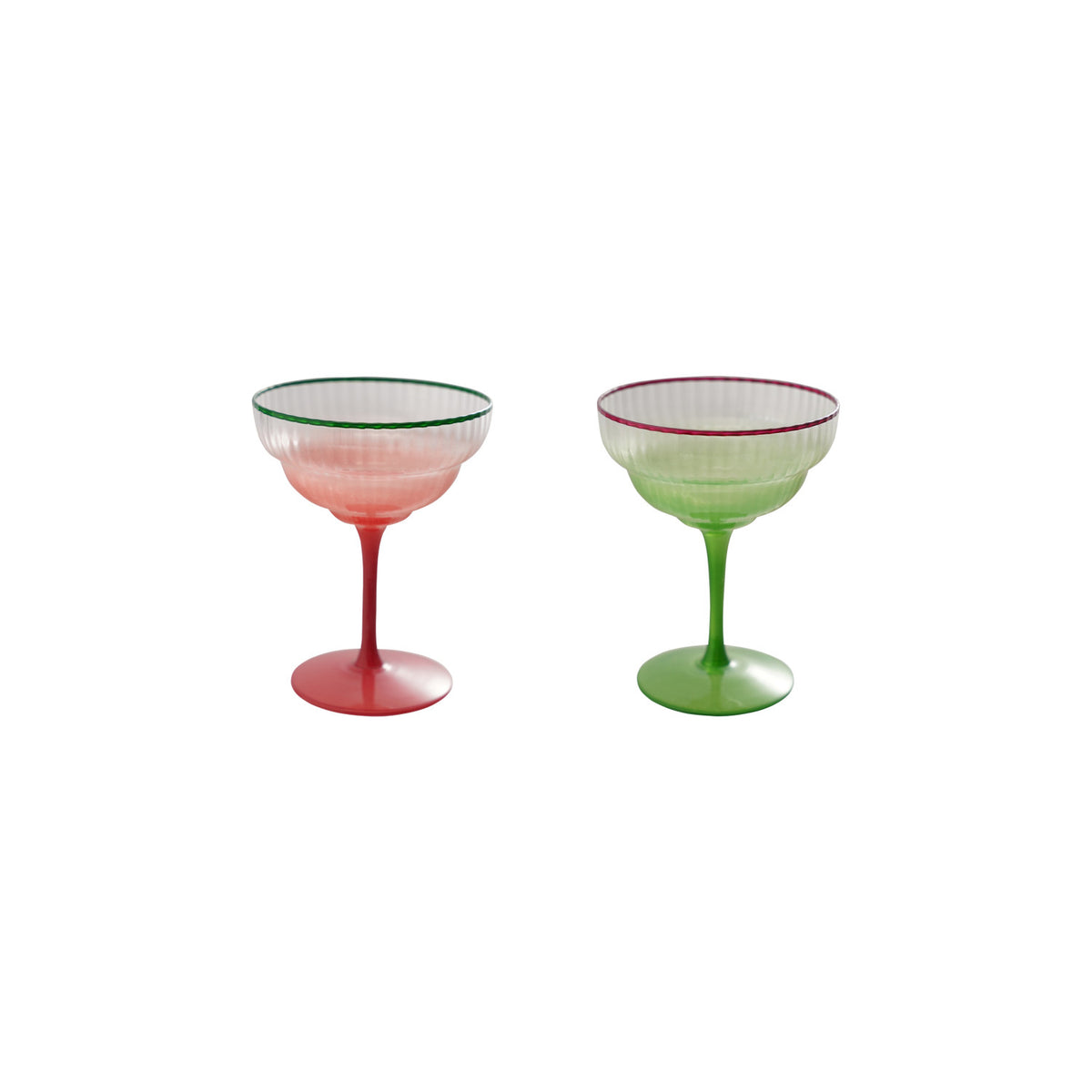 4 oz. Fluted Stemmed Coupe Glass with Colored Rim