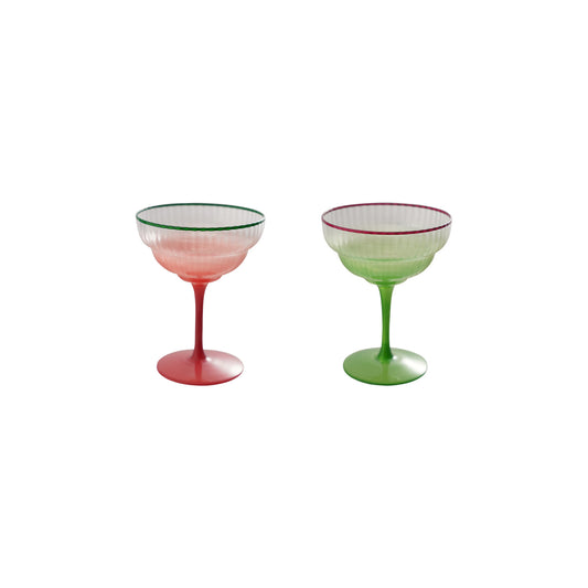 4 oz. Fluted Stemmed Coupe Glass with Colored Rim
