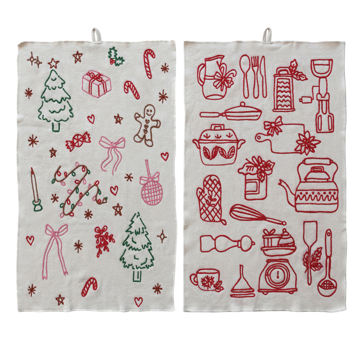 Embroidered Holiday Tea Towel