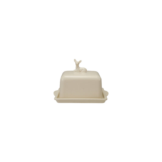 Stoneware Butter Dish with Deer