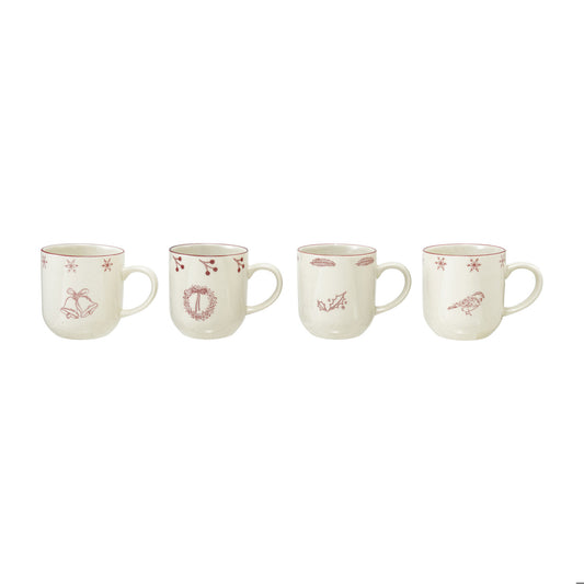 12 oz. Hand-Stamped Stoneware Mug with Holiday Image