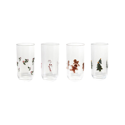 18 oz. Acrylic Drinking Glass with Embedded Holiday Icons