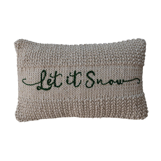 Gold Thread Embroidery "Let It Snow" Pillow