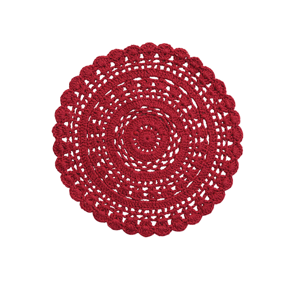 Red Cotton Crocheted Placemat