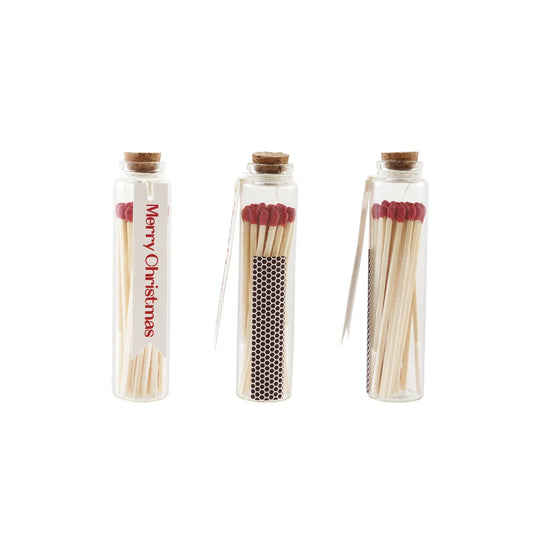 Glass Bottle Match Holder with Tag, Cork Stopper,