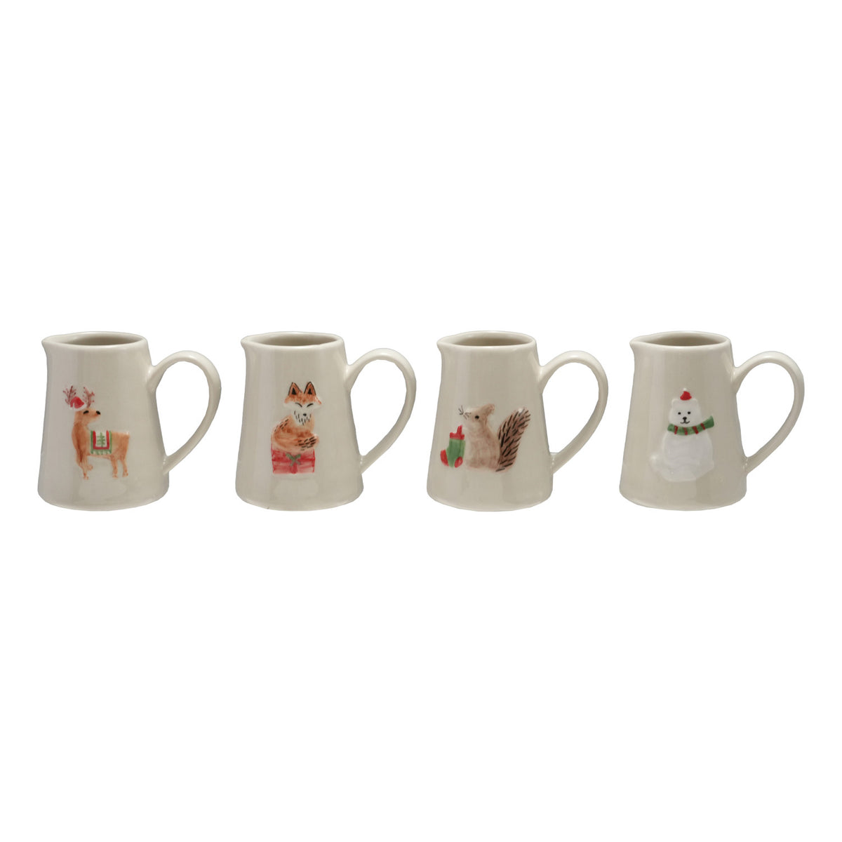 4 oz. Embossed Hand-Painted Stoneware Creamer with Holiday Animal