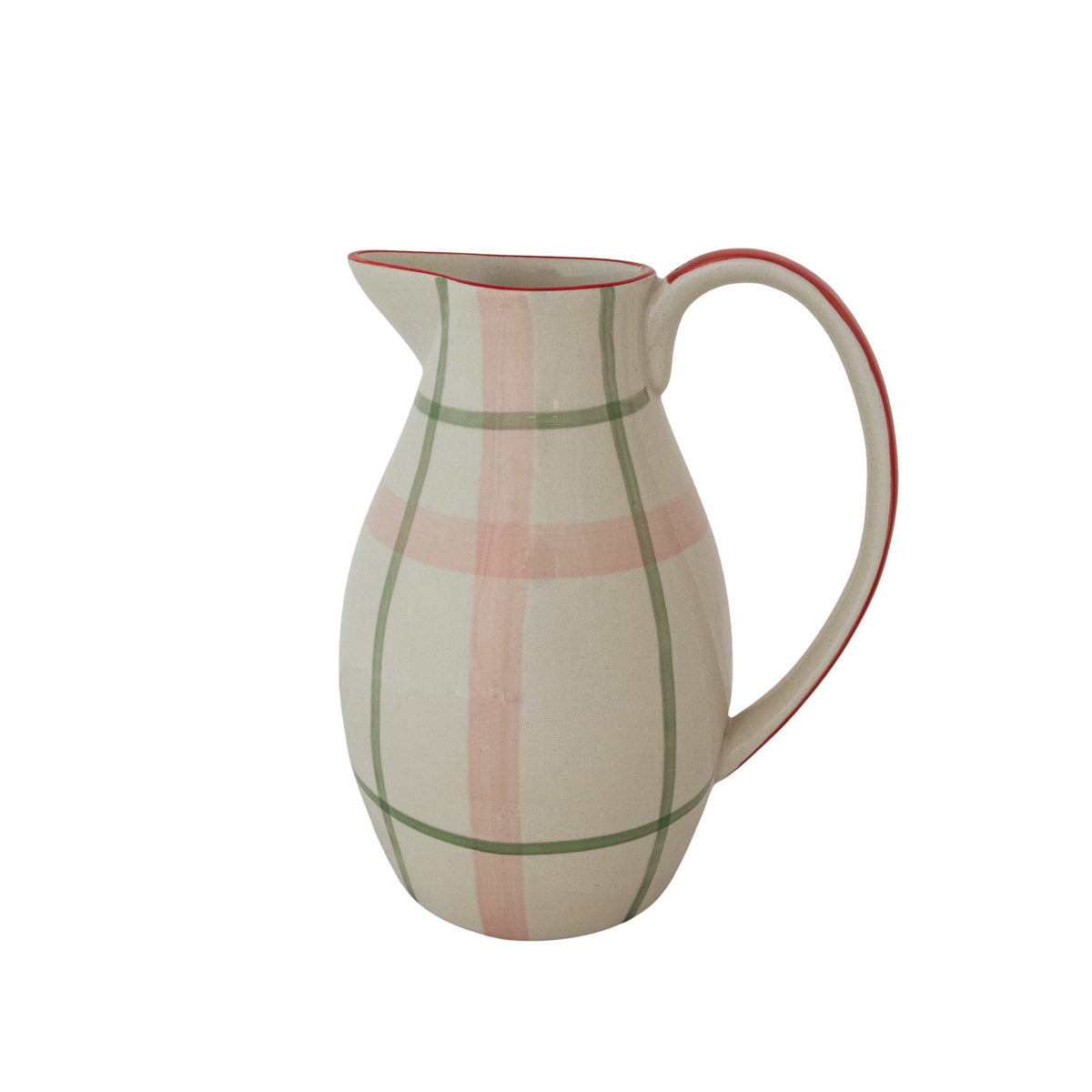 Plaid Pattern Stoneware Pitcher
