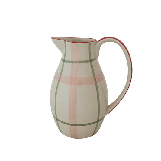 Plaid Pattern Stoneware Pitcher
