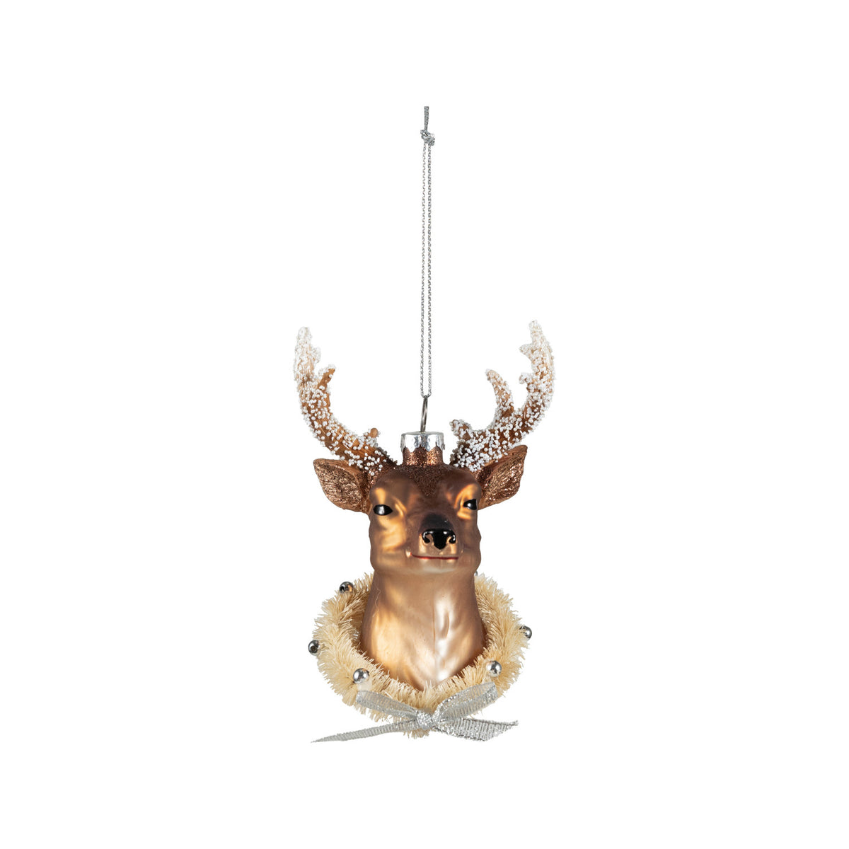 Hand-Painted Glass Deer Head Ornament